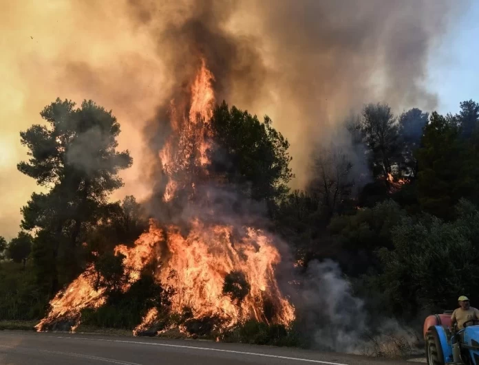 Ανεξέλεγκτη η μεγάλη πυρκαγιά στην Κρέστενα - Δίνεται μάχη για να μην καούν σπίτια