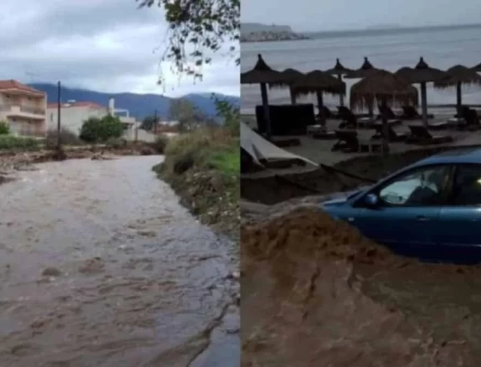 Κακοκαιρία: Σοκαριστικές εικόνες στην Θάσο - Πλημμύρισαν δρόμοι και σπίτια
