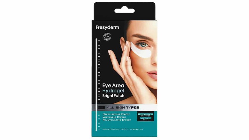 Mάσκα µατιών για την εντατική φροντίδα των µαύρων κύκλων & την ενυδάτωση του κουρασµένου και ευαίσθητου δέρµατος κάτω από τα µάτια, Eye Area, Hydrogel Bright Patch, Frezyderm, €20,04 (στα Φαρµακεία)
