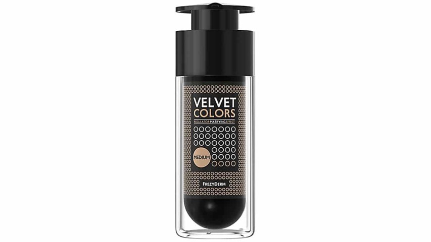 Make-up με βελούδινη, μαυ υφή, Velvet Colors, Very High Protection High Cover, Frezyderm, 26,93 € (στα Φαρμακεία)