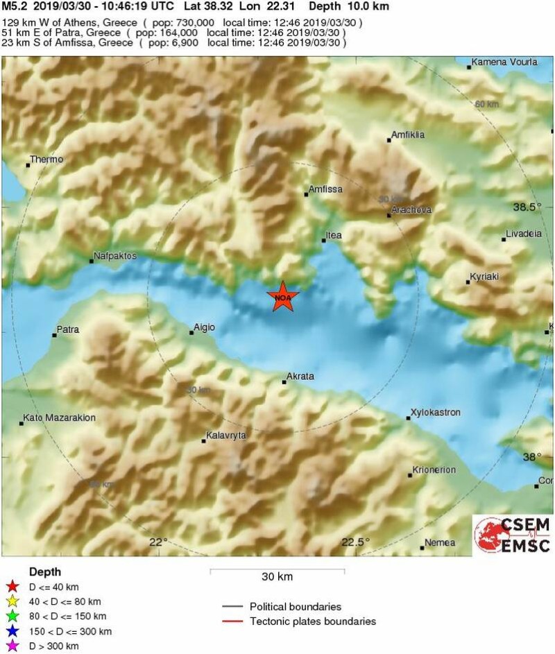 Ο χάρτης του σεισμού στην Ιτέα