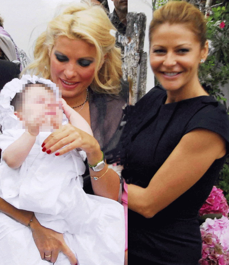 Η παρουσιάστρια Ελένη Μενεγάκη με την Τζένη Μπαλατσινού στην βάφτιση της κόρης  της, Λάουρας