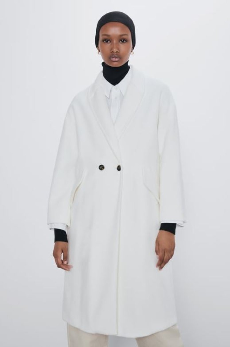 Zara λευκό παλτό