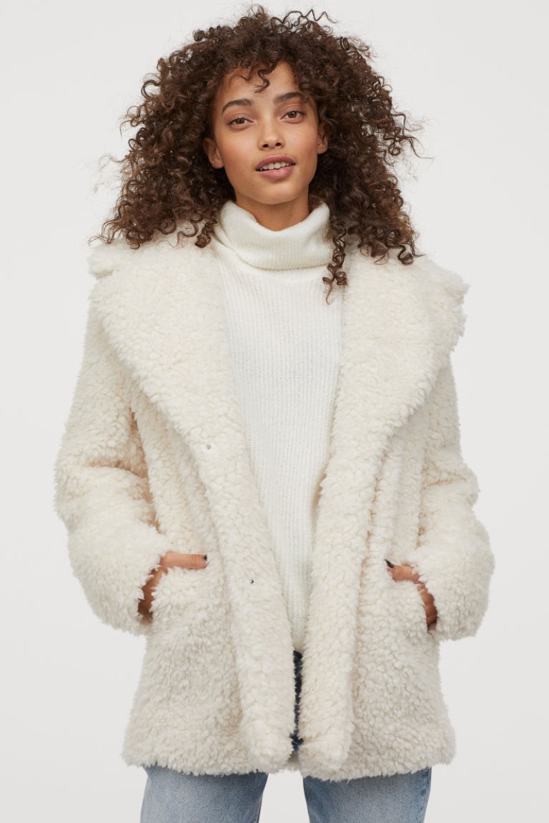  H&M λευκό ζεστό teddy bear coat  