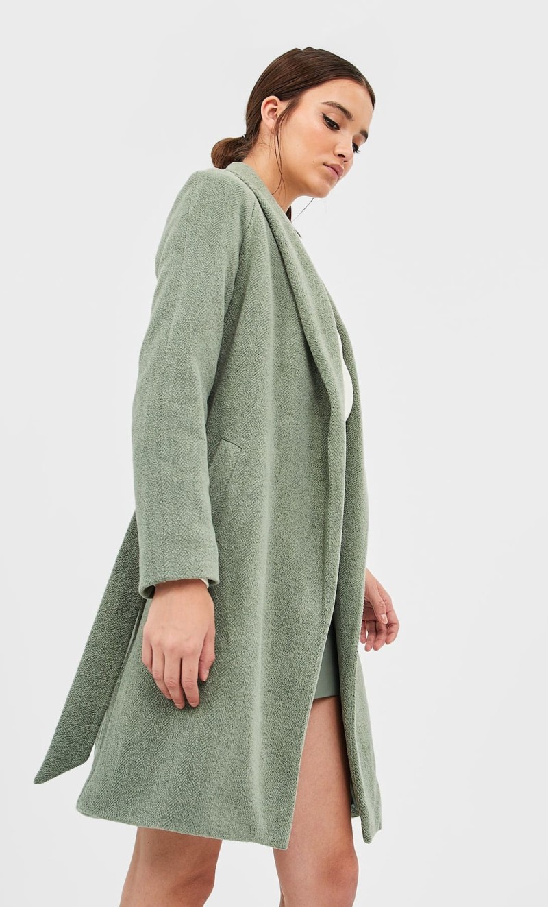 Stradivarius πράσινο παλτό 