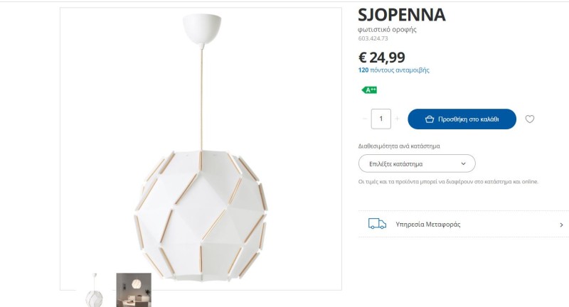 IKEA φωτιστικό κουζίνας φτηνό