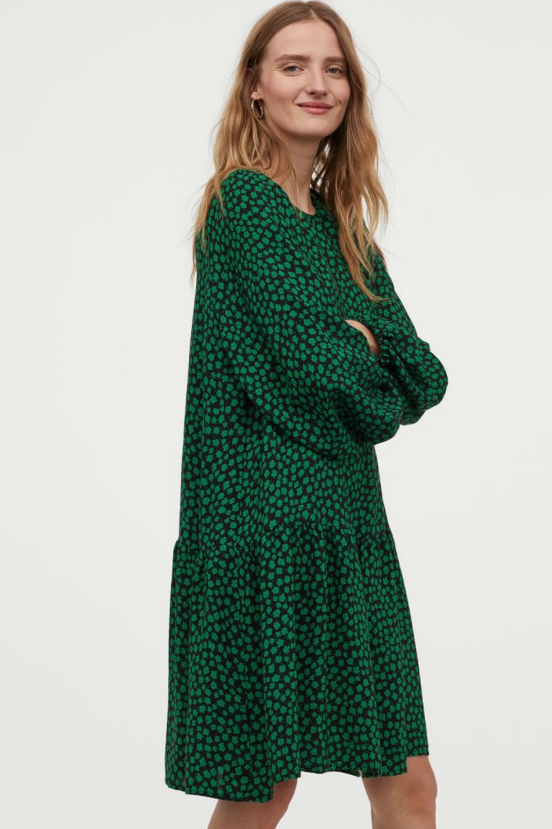 H&M πράσινο κρεπ φόρεμα για γραφείο