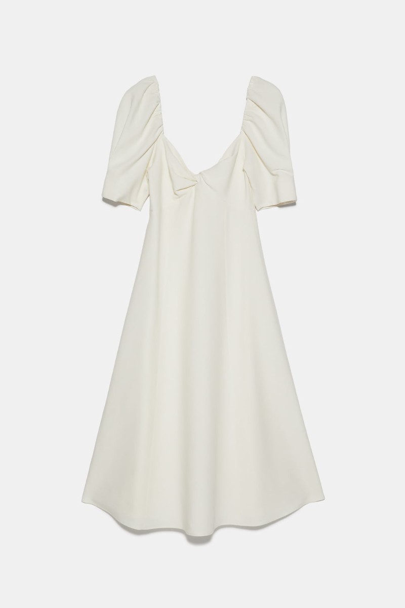 Zara e-shop λευκό ρουστίκ φόρεμα