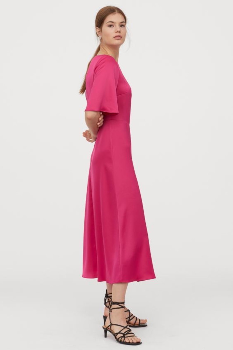 H&M σατέν ροζ φόρεμα