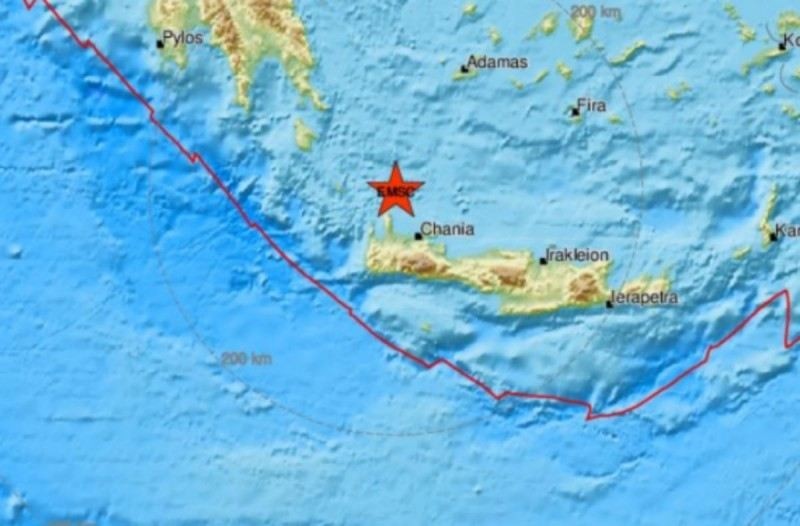 Χάρτης Κρήτη σεισμός