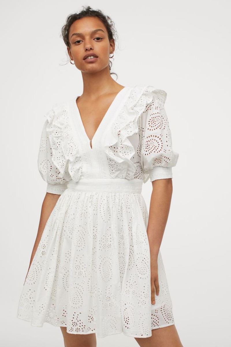 H&M λευκό φόρεμα μίνι