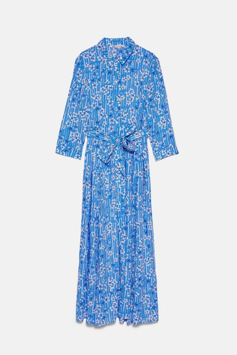 Zara φόρεμα floral  μπλε