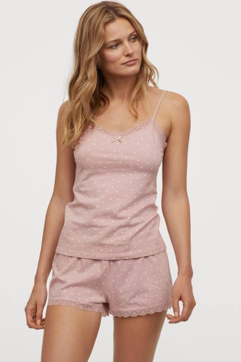 ροζ καλοκαιρινές πιτζάμες H&M 