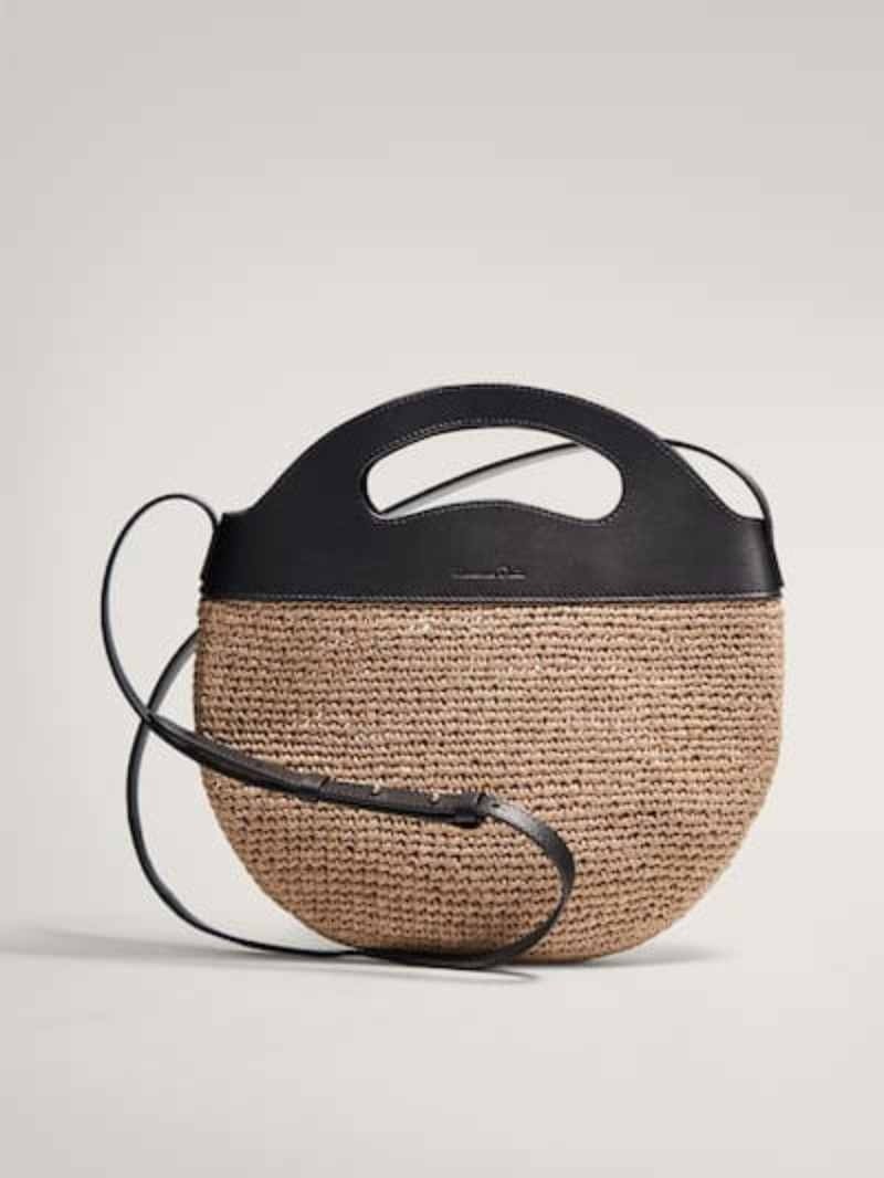 Massimo Dutti εκκεντρική τσάντα ψάθινη 