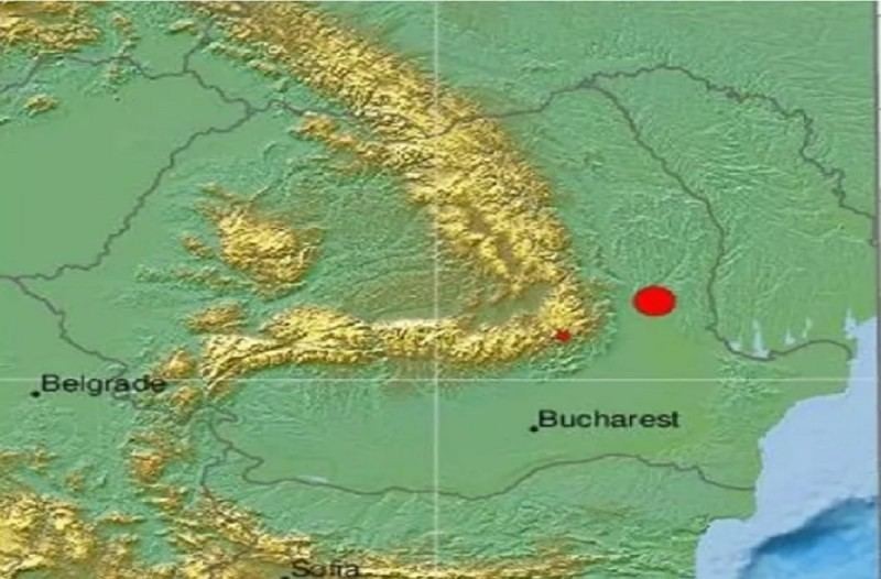 χάρτης με σεισμό στη Ρουμανία