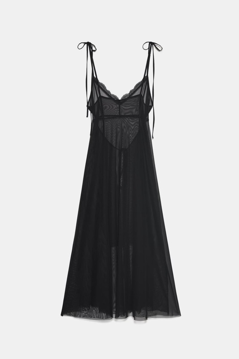 ZARA lingerie φόρεμα μαύρο 