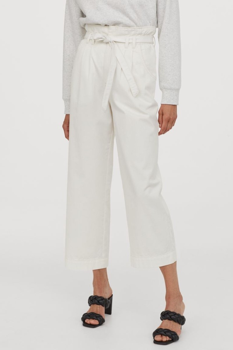 H&M λευκό ψηλόμεσο παντελόνι