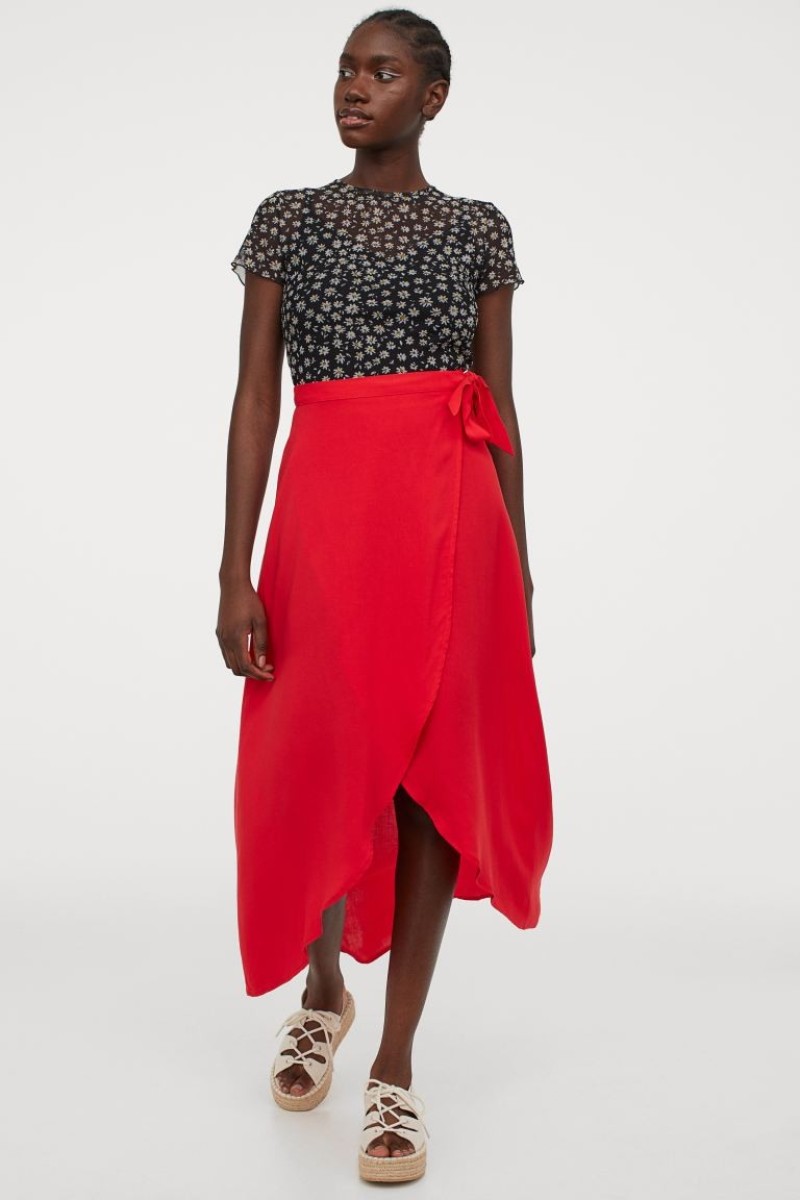 H&M κόκκινη μίντι φούστα