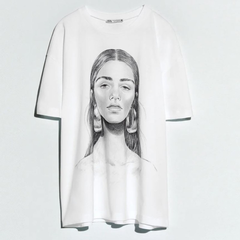 Zara λευκά μπλουζάκια