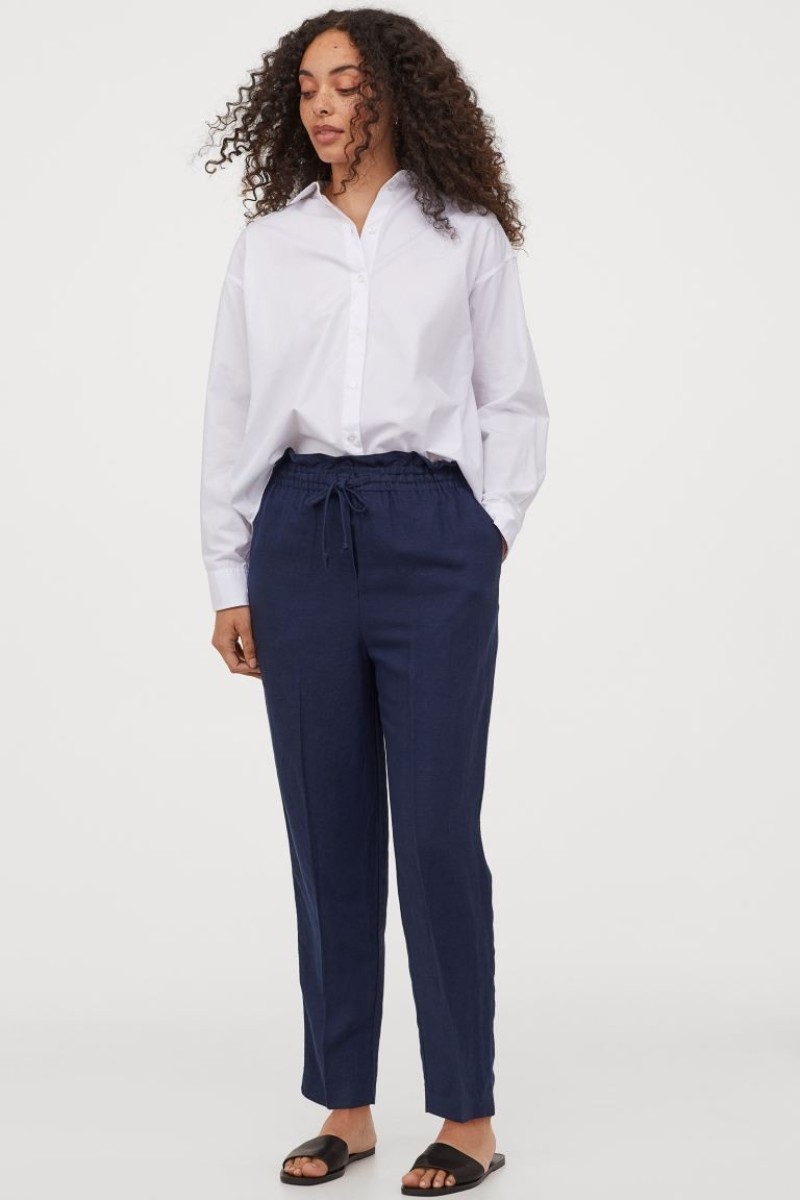 H&M ψηλόμεσο λευκό παντελόνι