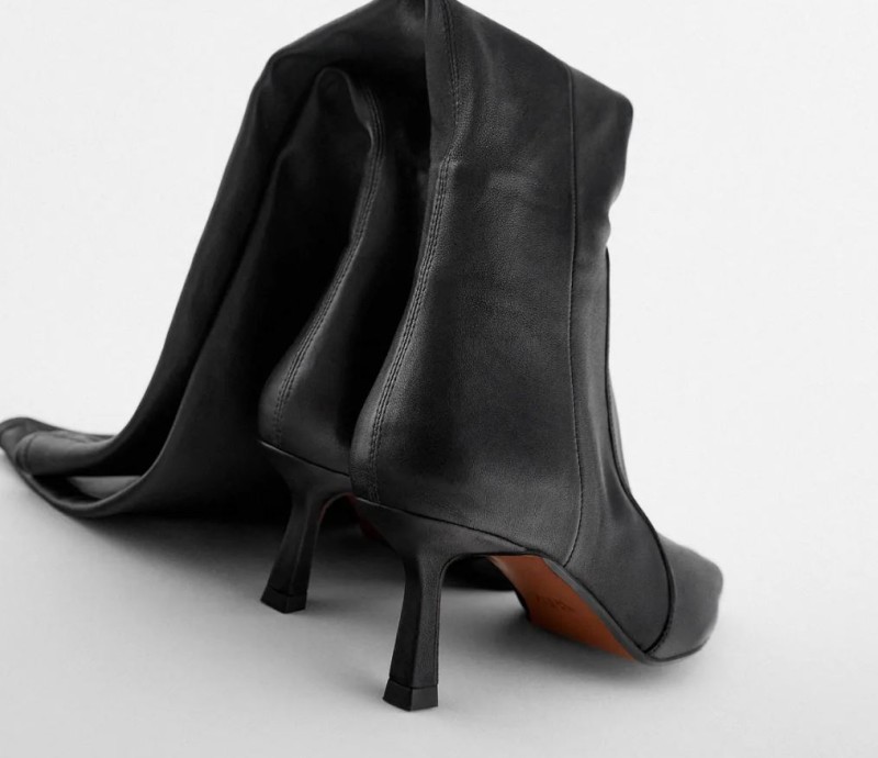 Zara δερμάτινη μπότα με ψηλό τακούνι