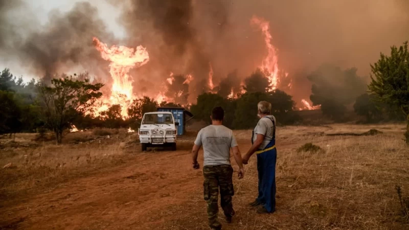 Φωτιά στα Βίλια: Κάηκαν σπίτια στον Προφήτη Ηλία