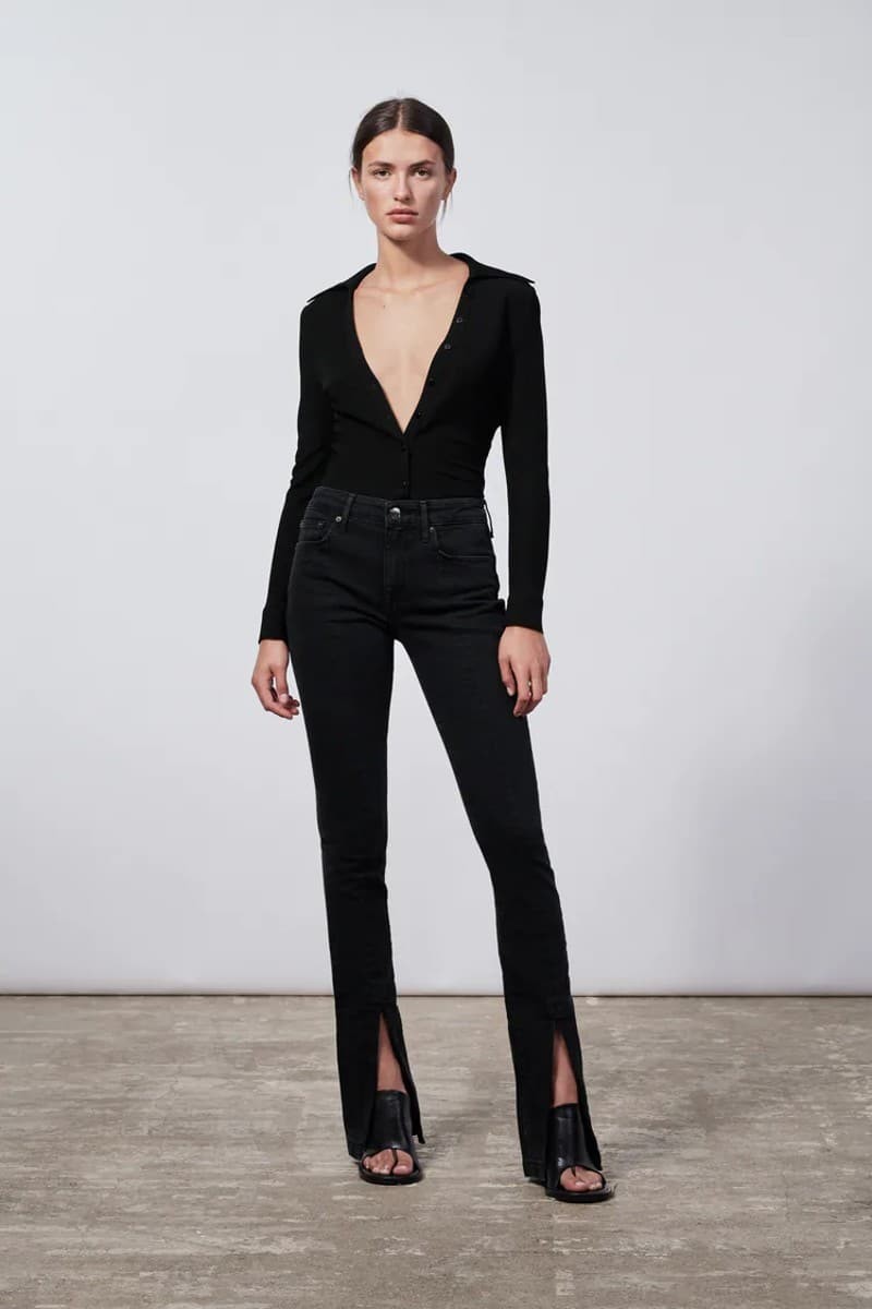 Zara μαύρο τζιν παντελόνι