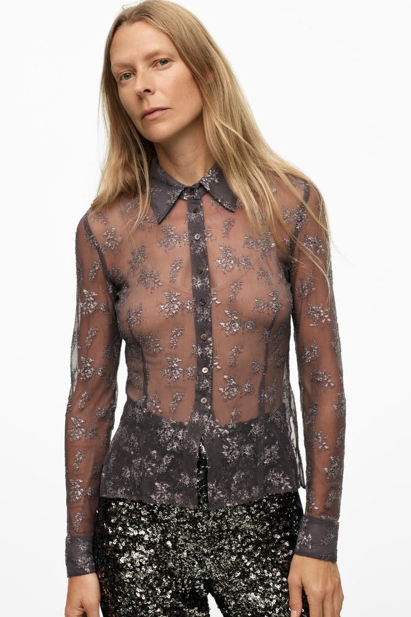 Zara ημιδιάφανο πουκάμισο