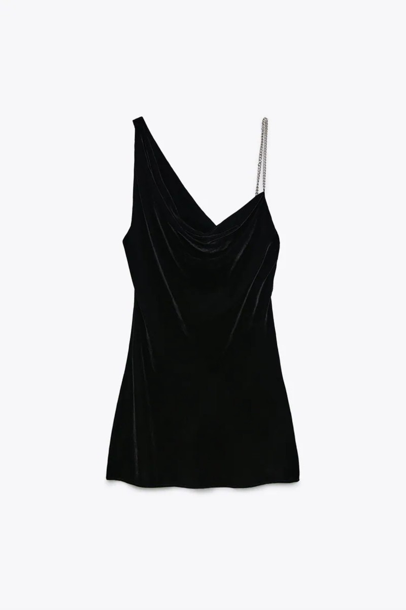 Mαύρο βελούδινο φόρεμα Zara
