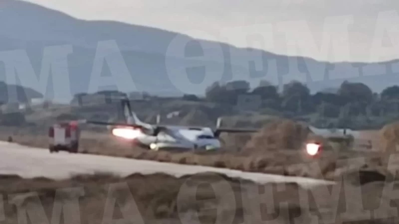 Σοκ στο αεροδρόμιο της Μήλου - Πήρε φωτιά ο τροχός αεροπλάνου κατά την προσγείωσή του