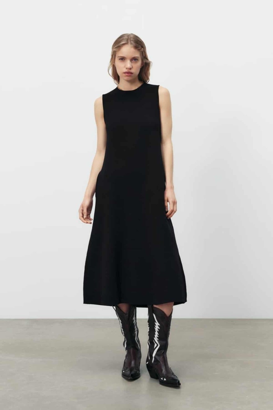 Μαύρο μίντι φόρεμα Zara