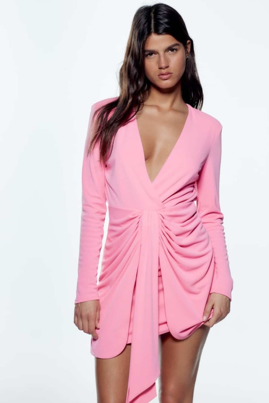 Ροζ φόρεμα ντραπέ