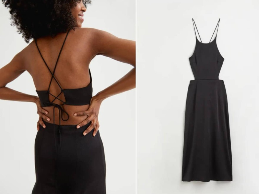 Μαύρο φόρεμα από τα H&M με ανοιχτή την πλάτη