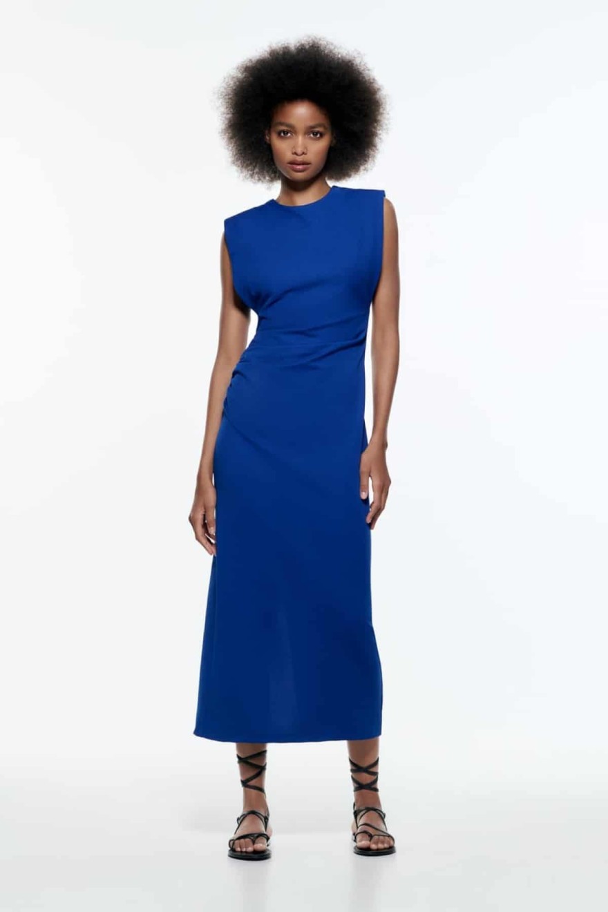 Zara μπλε μίντι φόρεμα