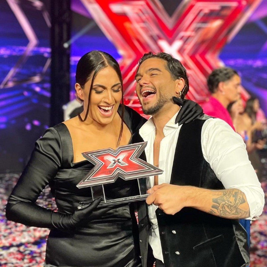 Ο Χρήστος Μαστορας με τη νικήτρια του X - Factor Κατερίνα Λαζαρίδου