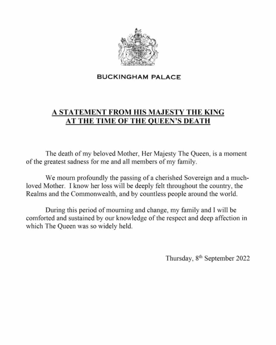 Το πρώτο μήνυμα του πρίγκιπα Κάρολου μετά τον θάνατο της βασίλισσας Ελισάβετ