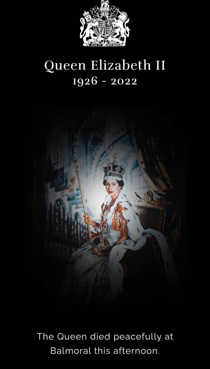 Μαύρο στην σελίδα μετά τον θάνατο της βασίλισσας Ελισάβετ