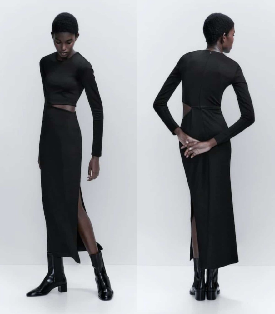 Μαύρο φόρεμα Massimo Dutti