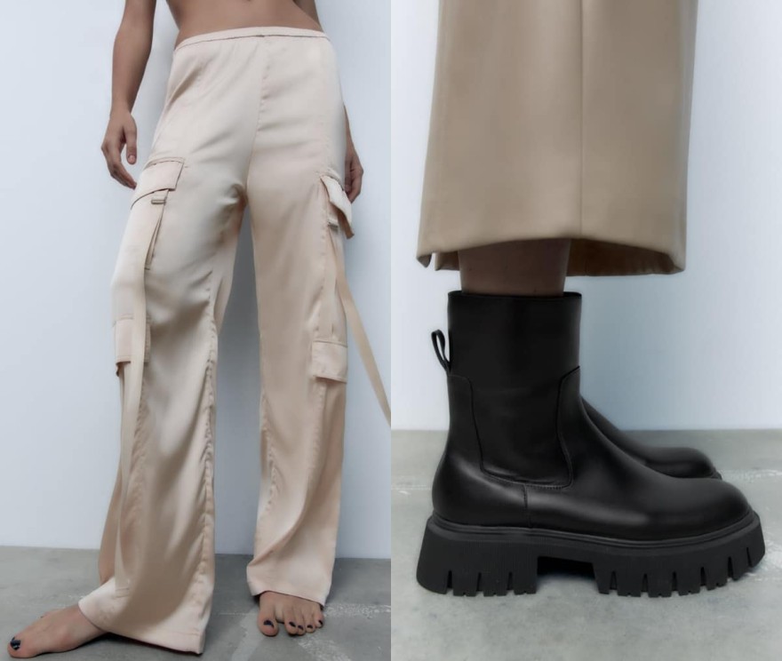 Cargo παντελόνι και μποτάκια Zara