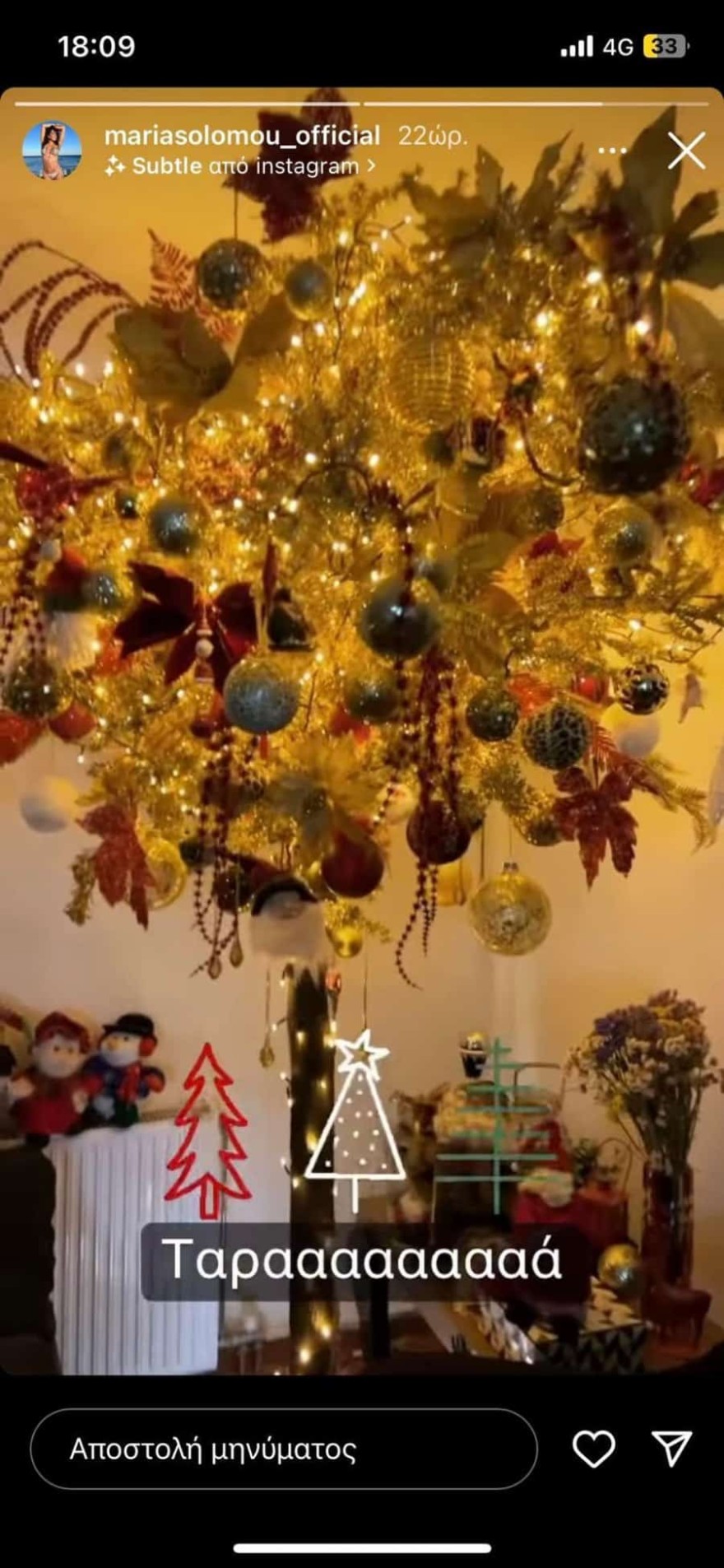 Το χριστουγεννιάτικο δέντρο στο σπίτι της Μαρίας Σολωμού 