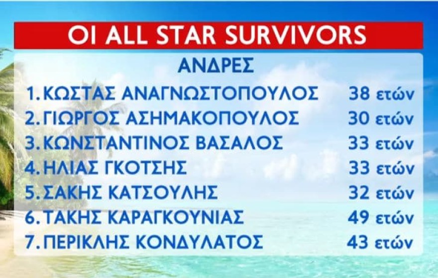 Survivor All Star άντρες
