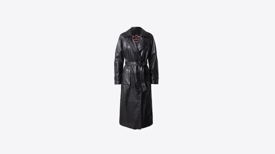 μαύρο δερμάτινο παλτό