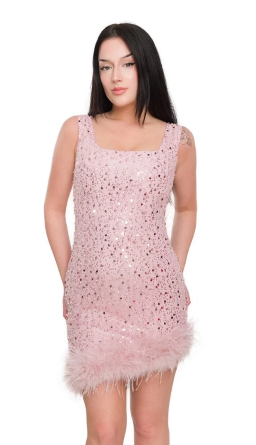 ροζ φόρεμα με στρας