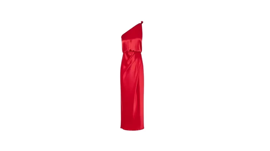 κόκκινο σατέν φόρεμα