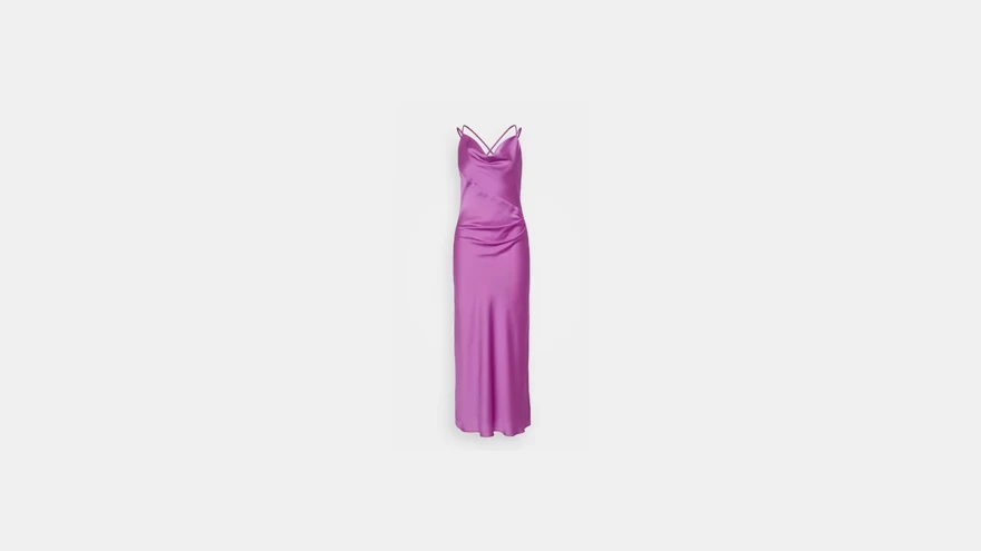 μοβ σατέν φόρεμα