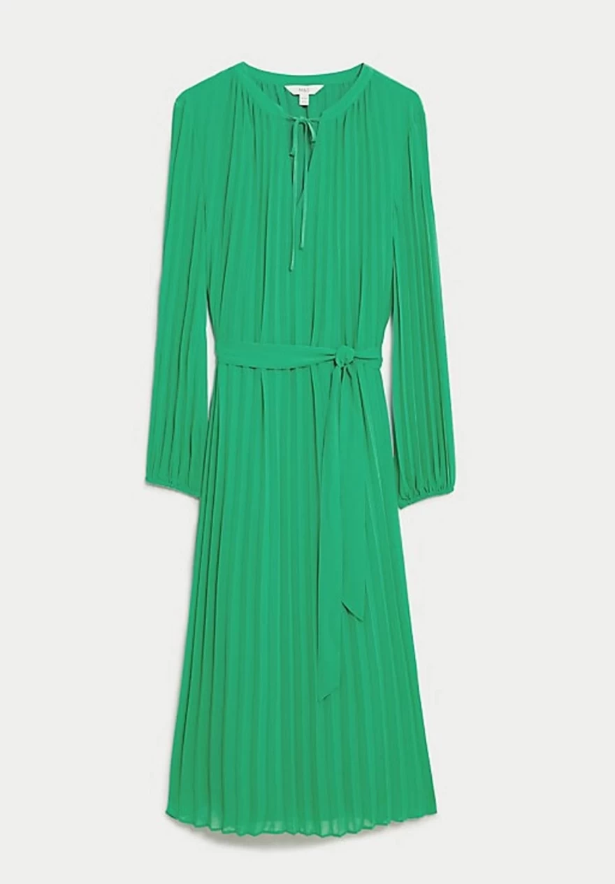 πράσινο πλισέ φόρεμα
