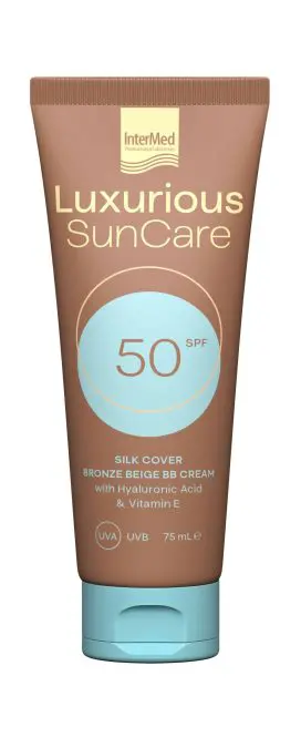 Υψηλή αντηλιακή προστασία & φυσική ήπια κάλυψη των ατελειών, Luxurious, SunCare, Silk Cover BB Cream SPF50 Bronze, InterMed (σε φαρμακεία & σε επιλεγμένα καταστήματα λιανικής από την InterMed)
