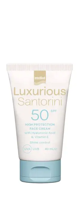 Αντηλιακή κρέμα προσώπου, Luxurious Santorini SPF50, High Protection Face Cream, InterMed (σε φαρμακεία & σε επιλεγμένα καταστήματα λιανικής από την InterMed)