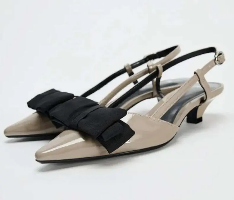 μπεζ γόβες zara με φιόγκο