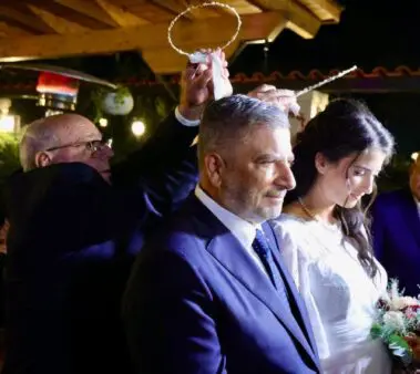 Ο Γιώργος Πατούλης και η Νάνσυ Κοίλου στον γάμο τους.